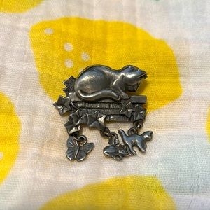 LCD Metal Cat Pin with Charms